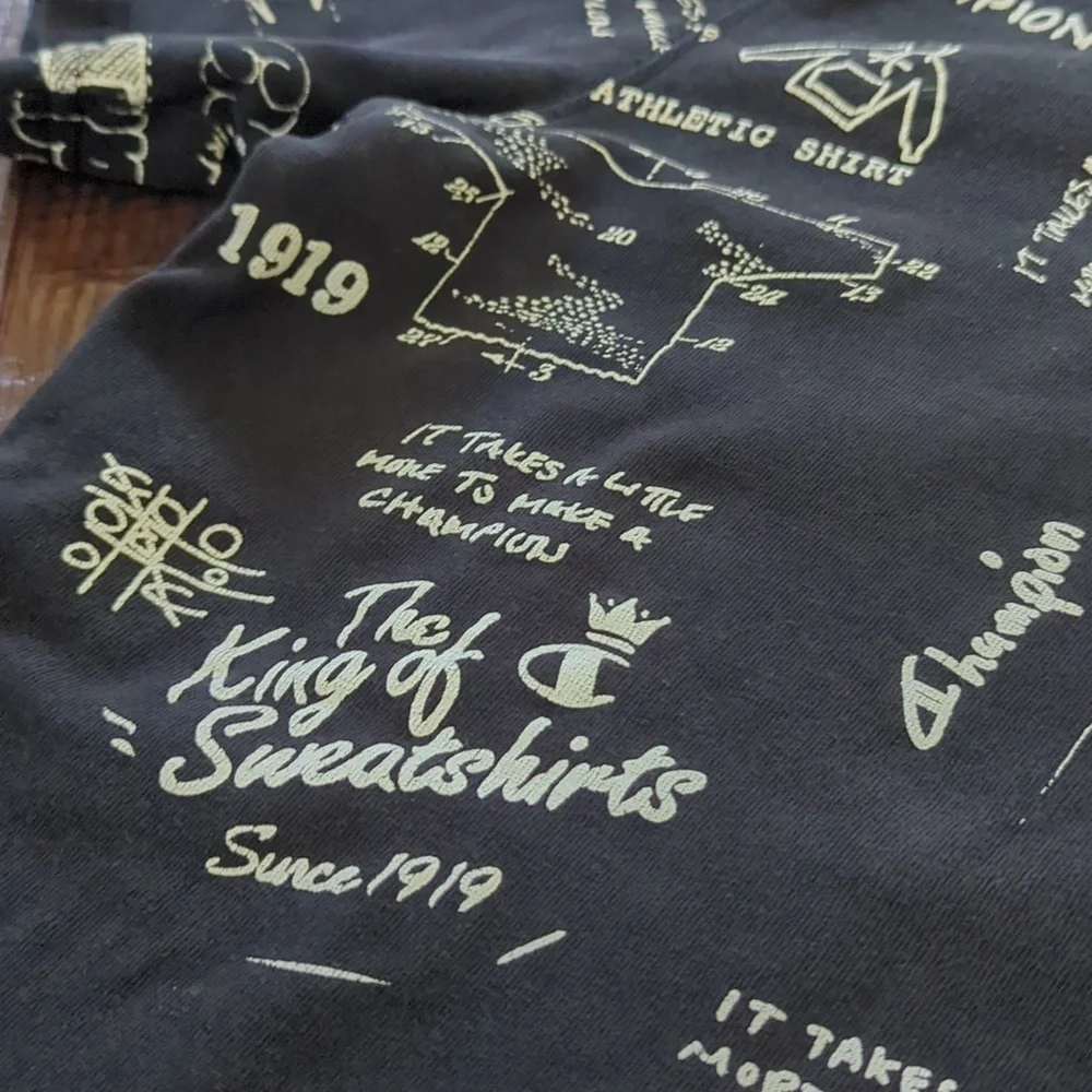 CHAMPION I Black & White Handwriting Logo Crew Neck Short Sleeve T-Shit Top, L - Picture 5 of 10